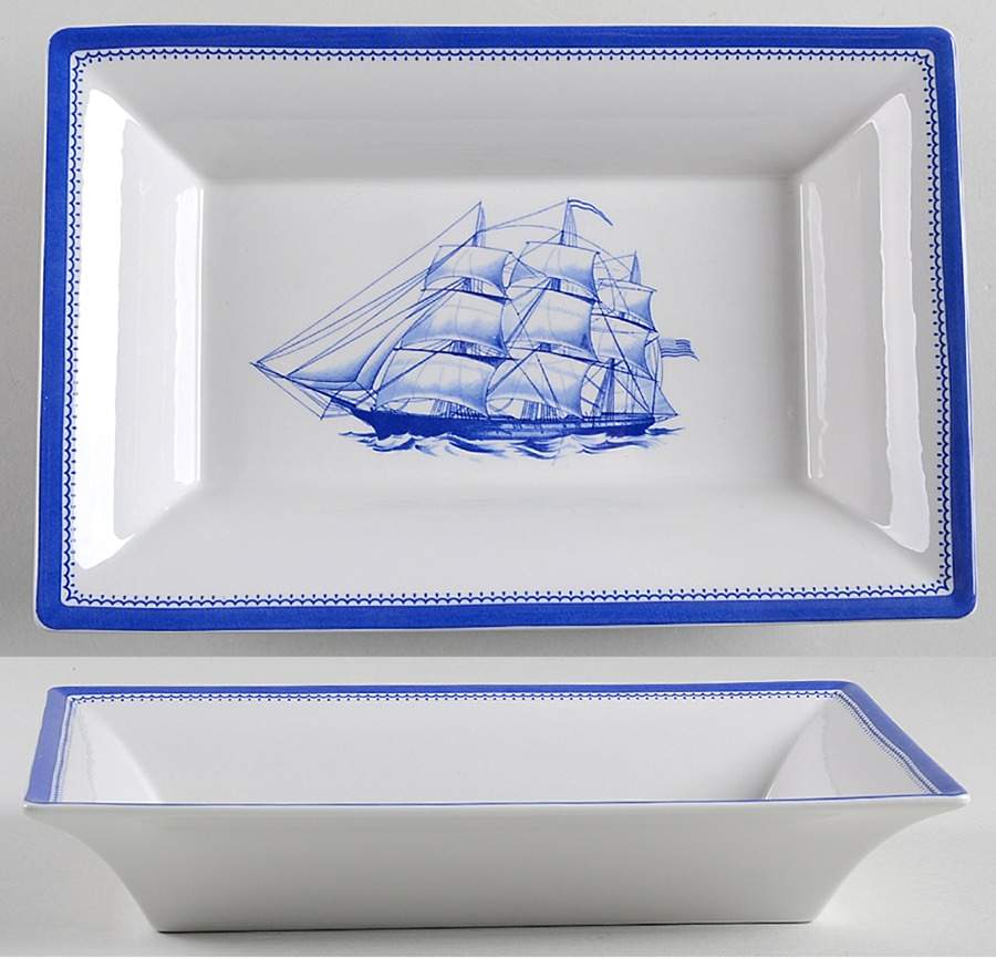 Blue Clipper Rectangular Tray by Spode-1