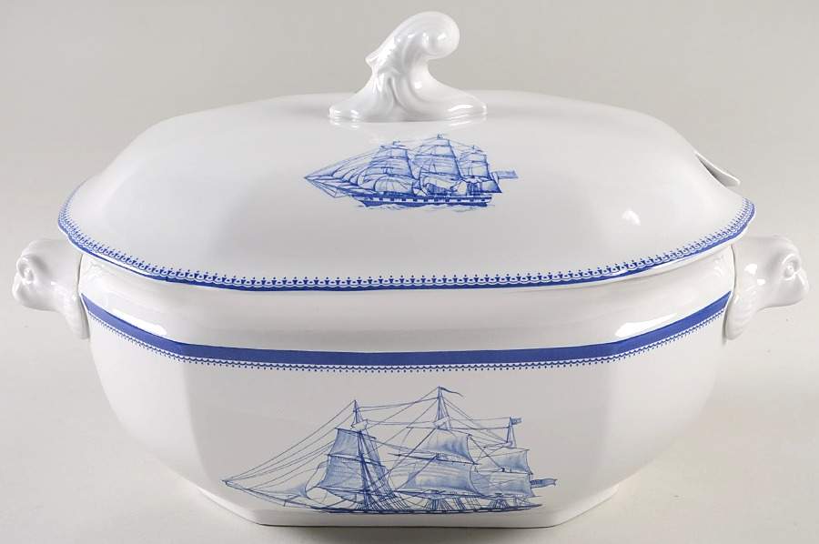 Blue Clipper Oval Tureen & Lid by Spode-1