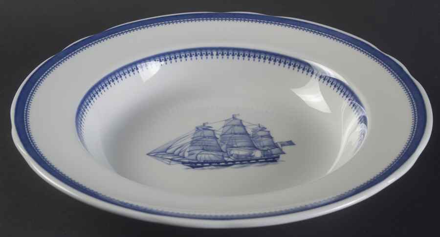 Blue Clipper Large Rim Soup Bowl by Spode-1