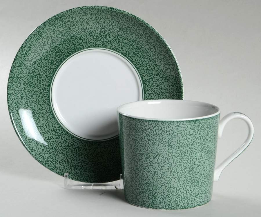 Vermicelli Green Flat Cup & Saucer Set by Spode-1