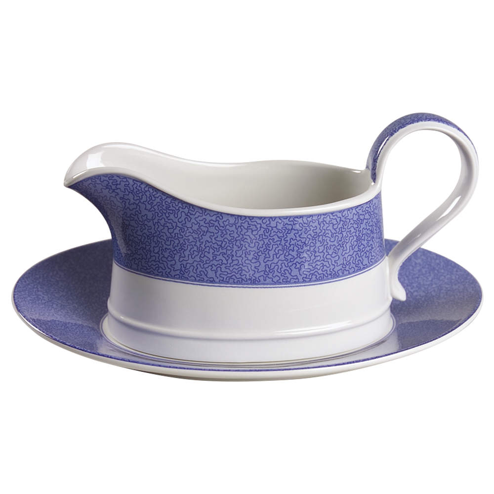 Vermicelli Blue Gravy Boat & Underplate by Spode-1