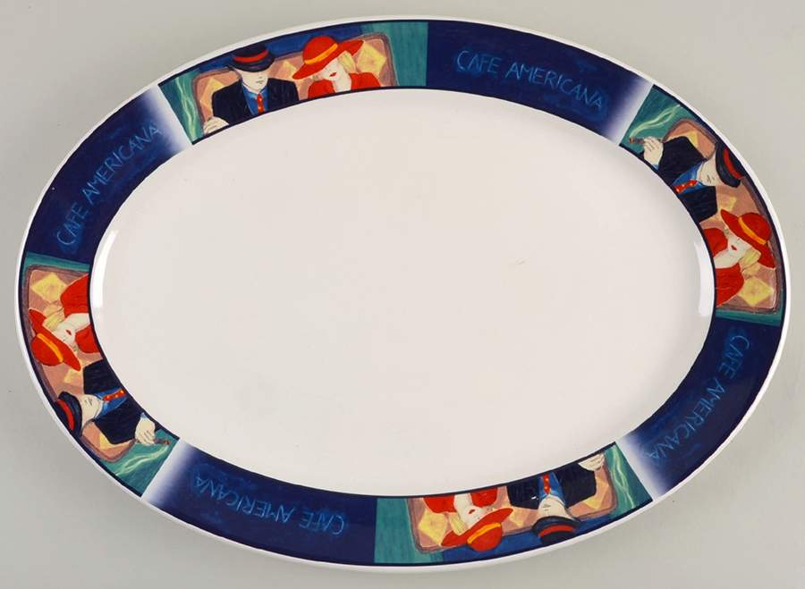 Cafe Americana 16" Oval Serving Platter by Sango-1