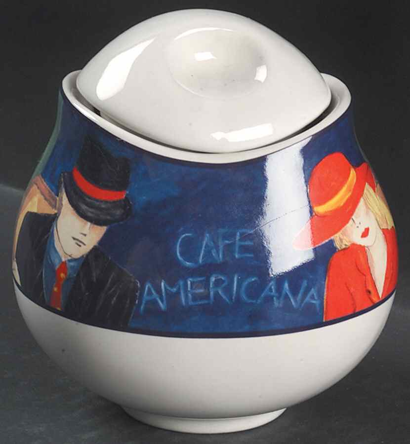Cafe Americana Sugar Bowl & Lid by Sango-1