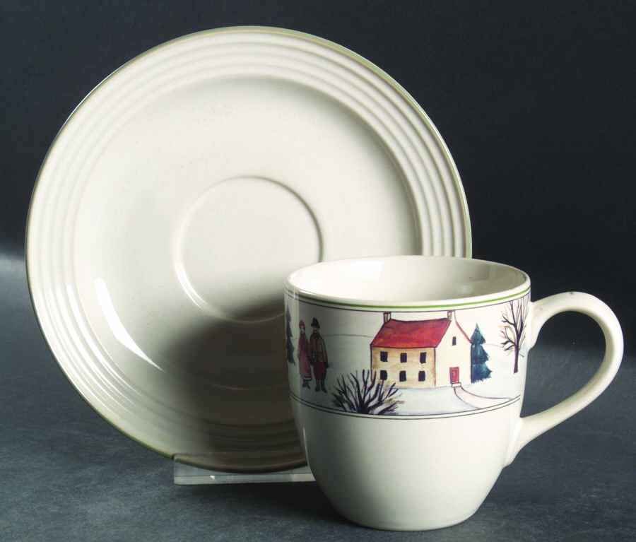 Seasons Winter Flat Cup & Saucer Set by Studio Nova-1