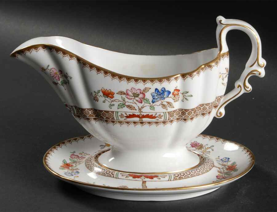 Chinese Rose Gravy Boat & Underplate by Spode-1