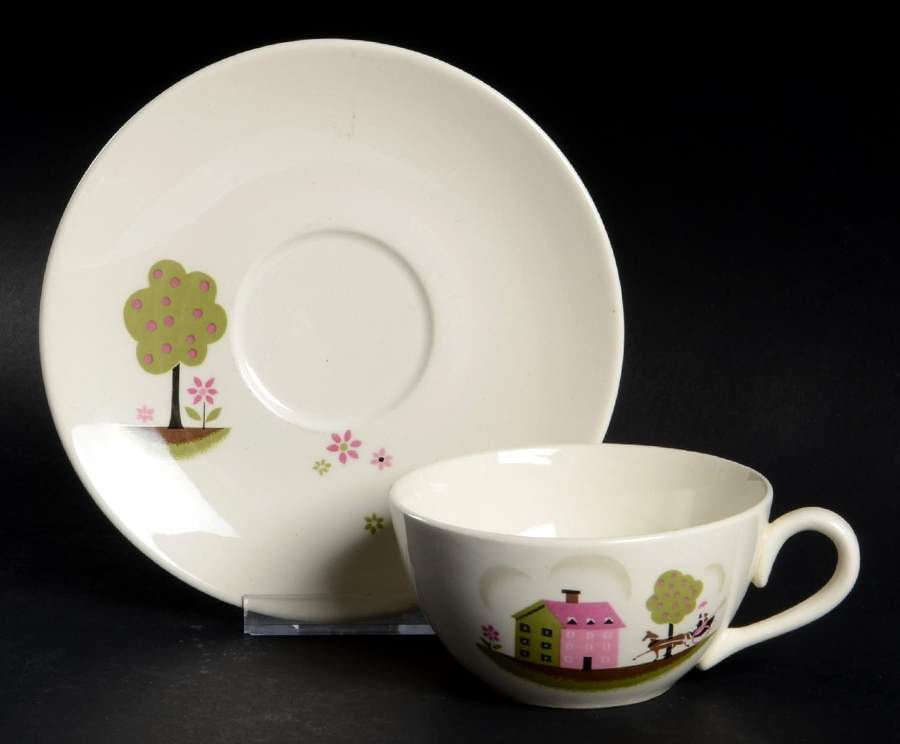 Sunday Afternoon Flat Cup & Saucer Set by Steubenville-1