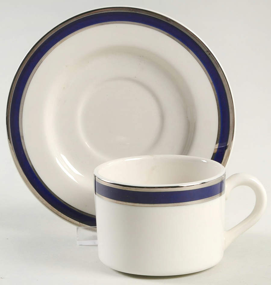 Cobalt & Platinum Flat Cup & Saucer Set by Syracuse-1