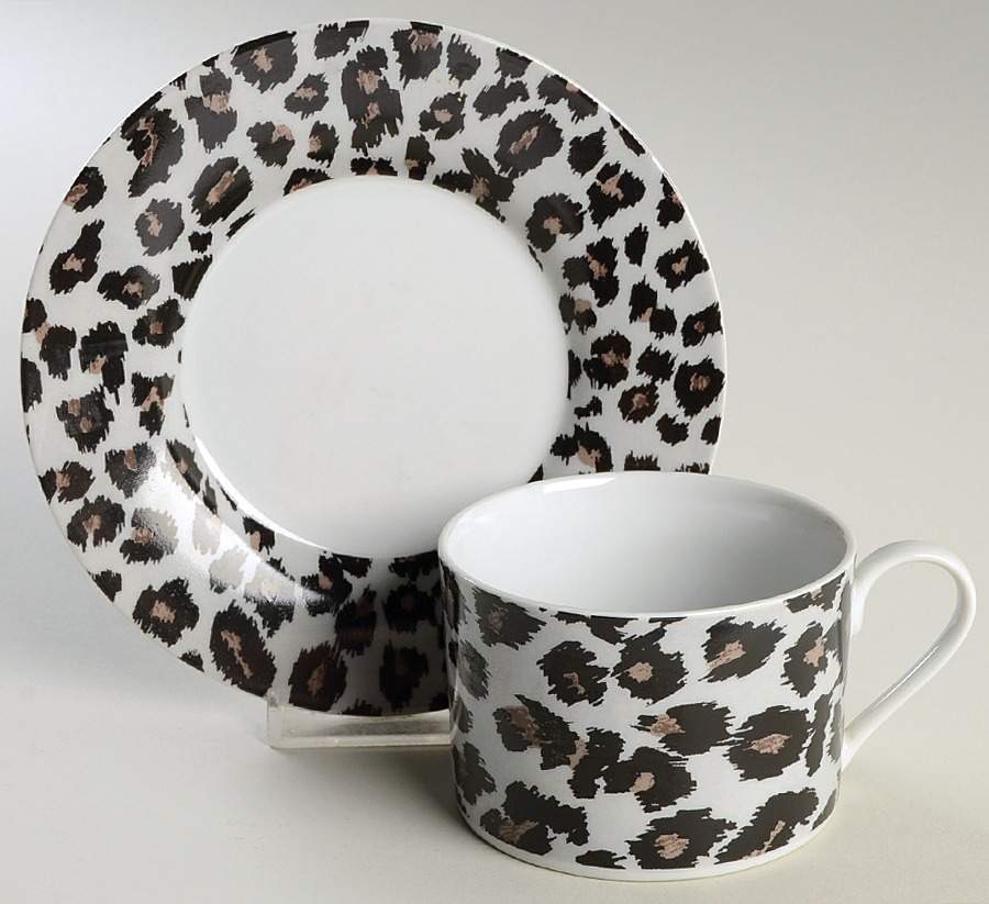 Snow Leopard Flat Cup & Saucer Set by Sakura-1