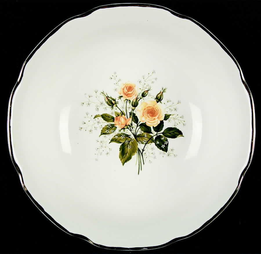 Cathy Rose Yellow (Coupe, Gold Trim) 7" Round Vegetable Bowl by Sabin-1