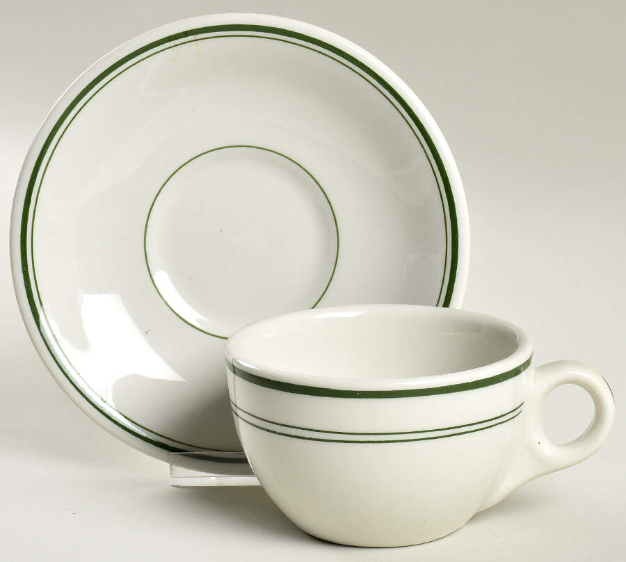 STR22 Flat Cup & Saucer Set by Sterling China (USA)-1