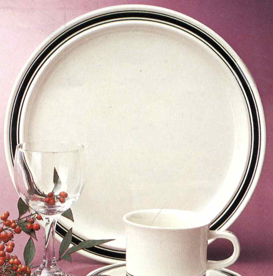 Ring Around Black Dinner Plate by Sango-1