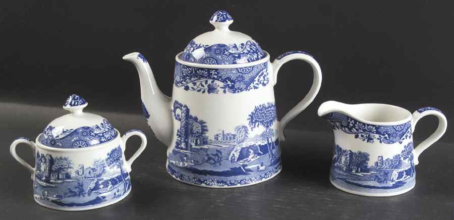 Blue Italian (5 Pc) Tea Set (TPAS, CRA, SUAS) by Spode-1
