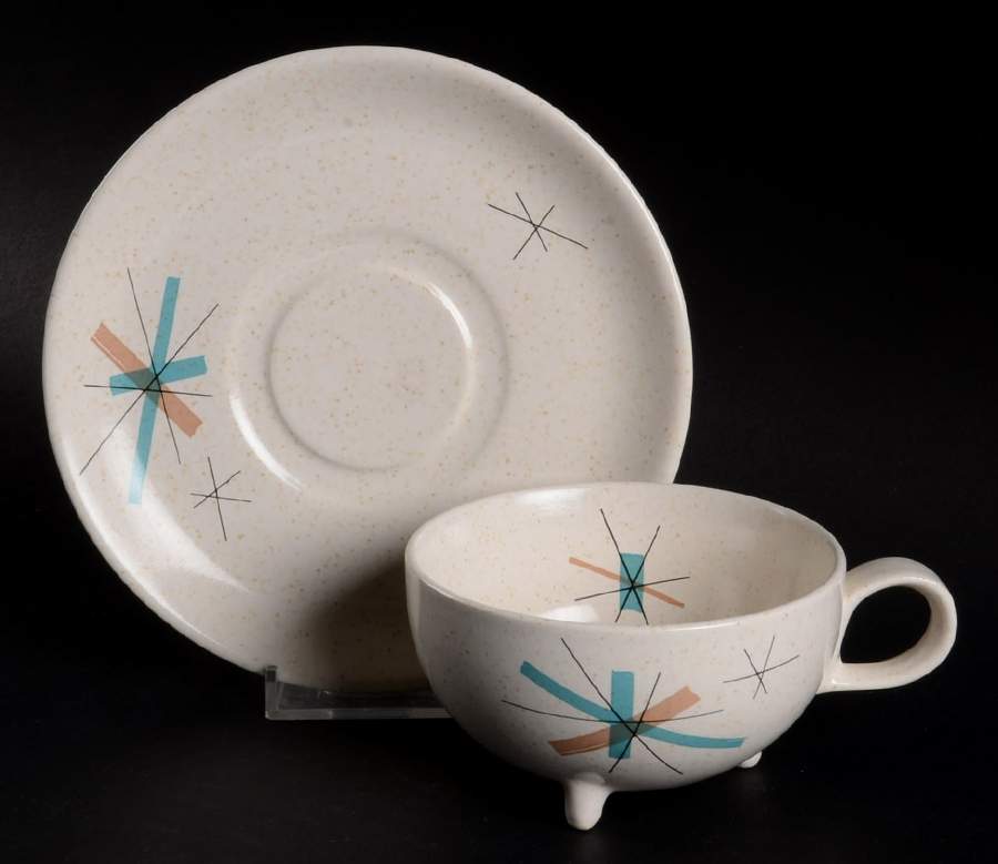 Hop Scotch Turquoise Footed Cup & Saucer Set by Salem-1