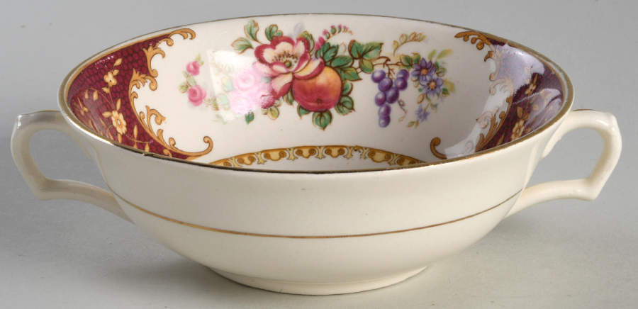 SAW2 Red Flat Cream Soup Bowl by Sampson Bridgwood-1