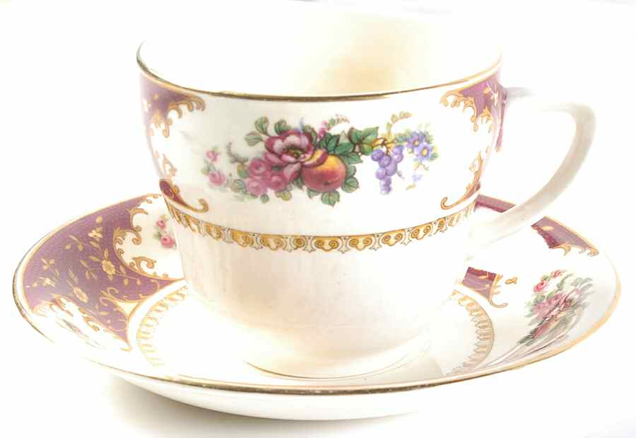 SAW2 Red Footed Cup & Saucer Set by Sampson Bridgwood-1