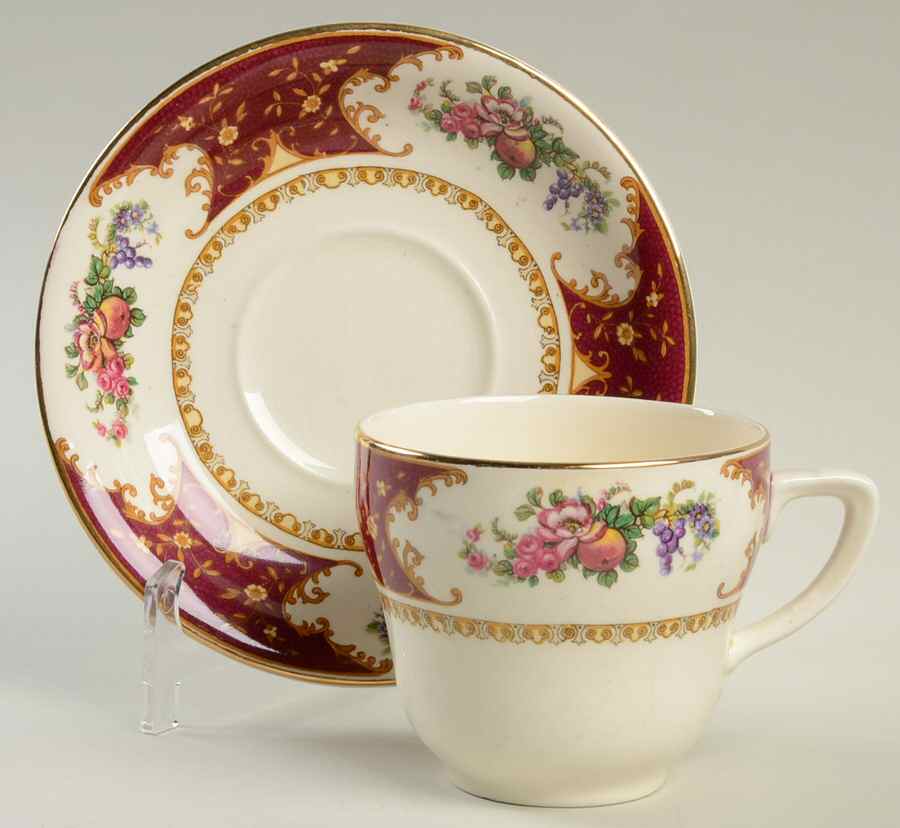 SAW2 Red Flat Cup & Saucer Set by Sampson Bridgwood-1
