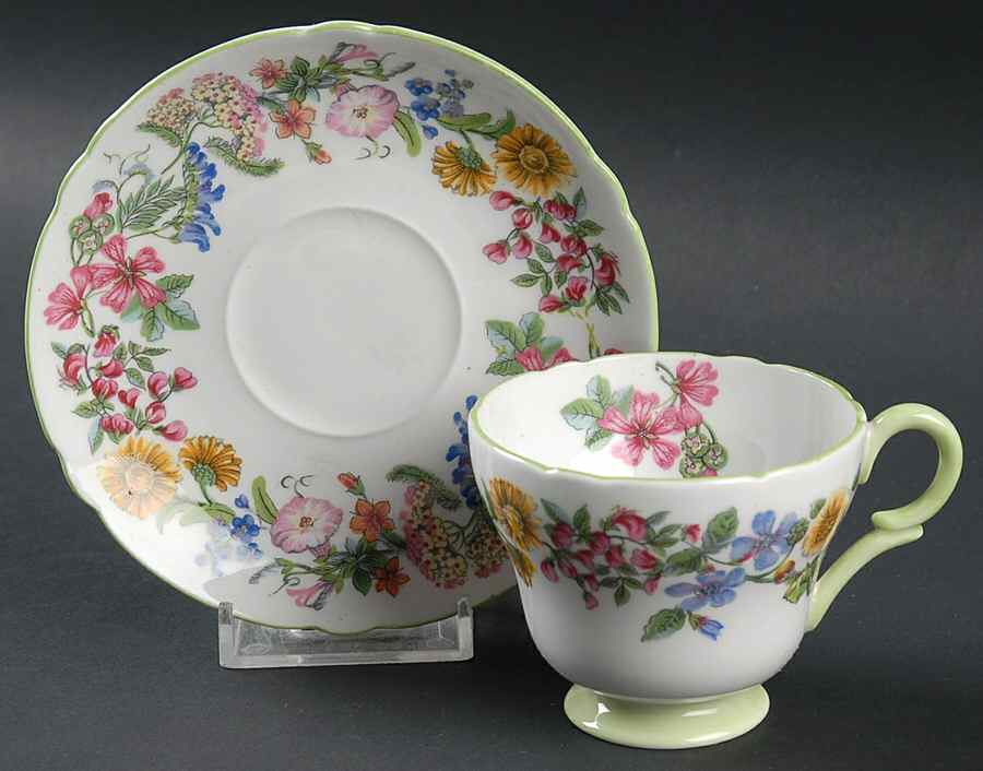 Hedgerow Footed Demitasse Cup & Saucer Set by Shelley-1