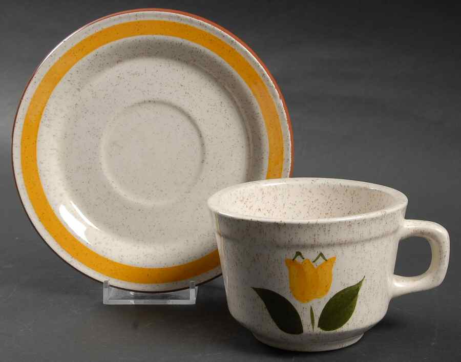 Single Tulip Yellow Flat Cup & Saucer Set by Stangl-1
