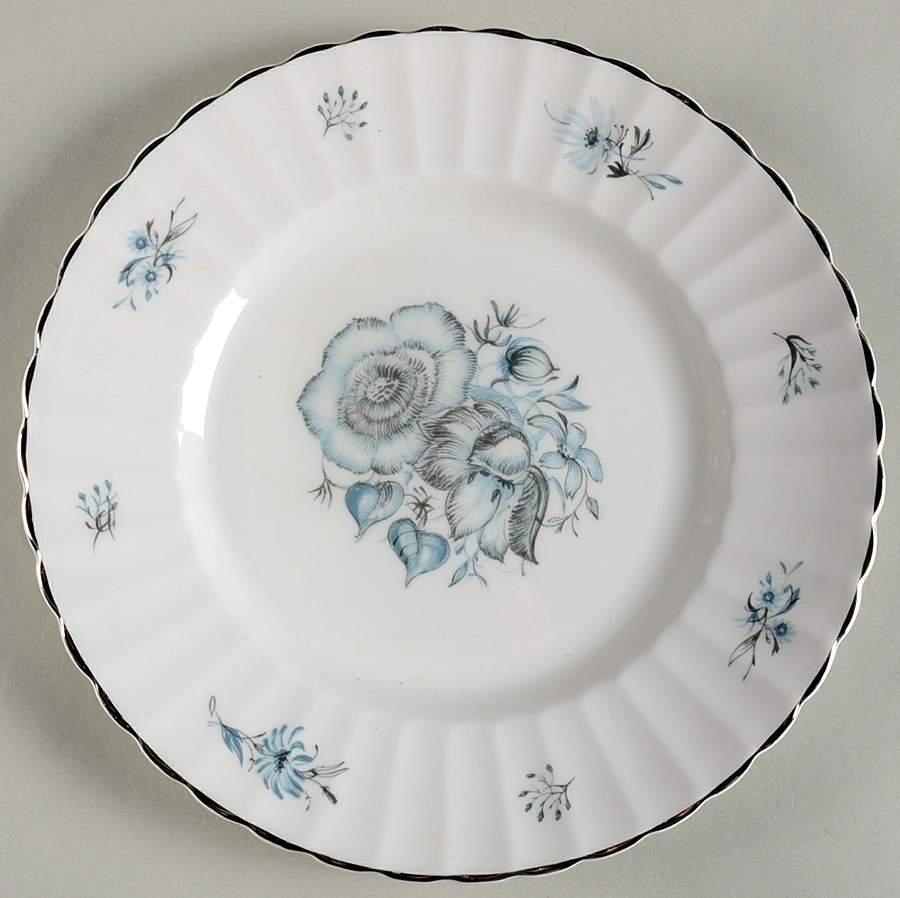 Blue Peony (Platinum Trim) Salad Plate by Susie Cooper-1