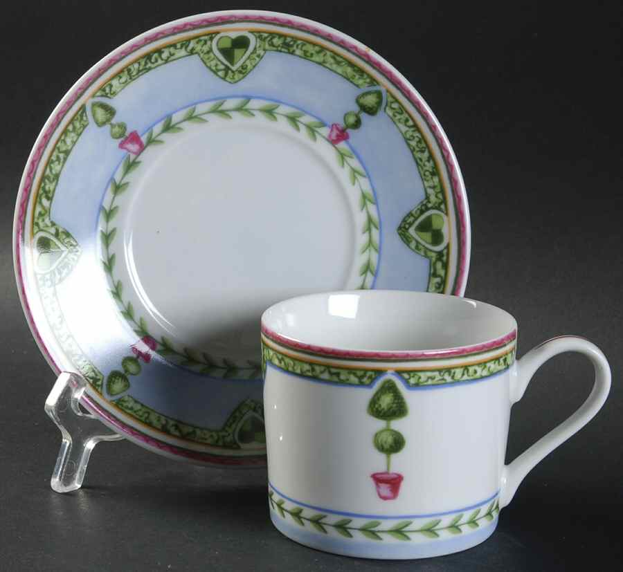 Topiary Garden Flat Cup & Saucer Set by Sadek-1