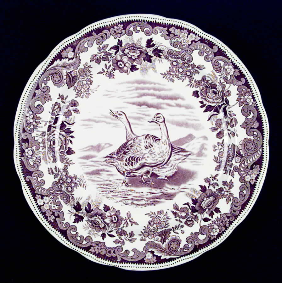 Game Birds-Brown (Floral Border) Dinner Plate by Spode-1