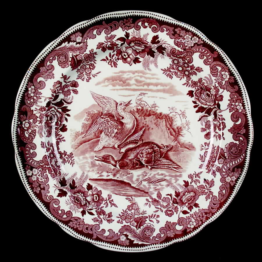 Game Birds-Brown (Floral Border) Dinner Plate by Spode-1