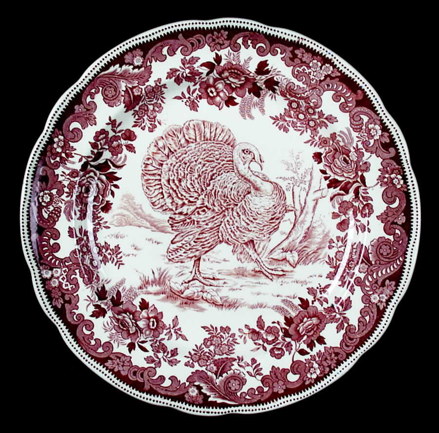 Game Birds-Brown (Floral Border) Dinner Plate by Spode-1