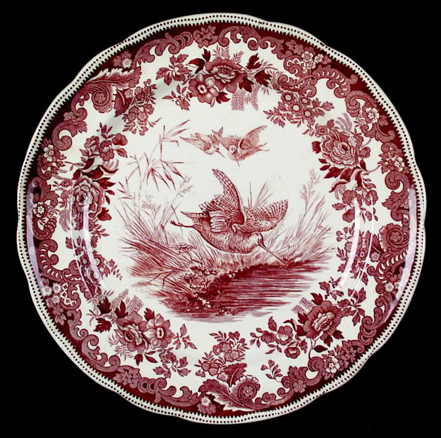 Game Birds-Brown (Floral Border) Dinner Plate by Spode-1
