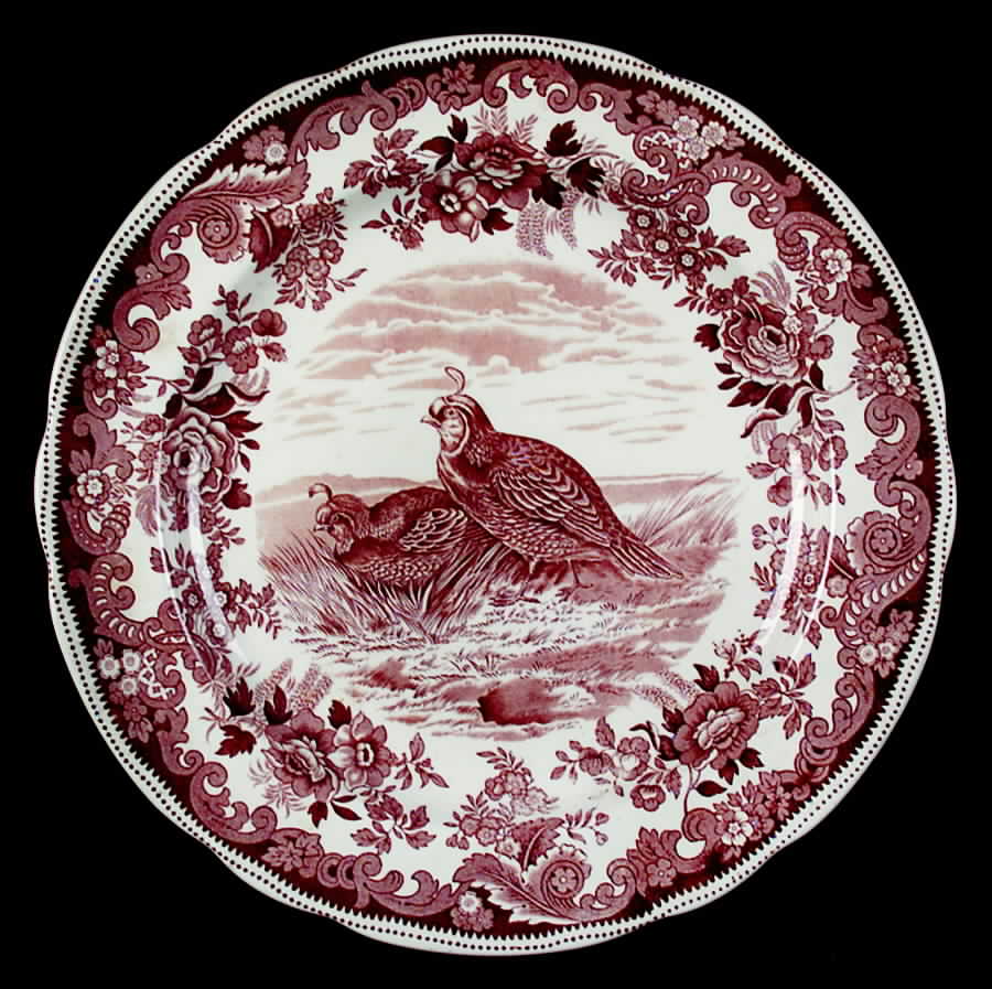 Game Birds-Brown (Floral Border) Dinner Plate by Spode-1