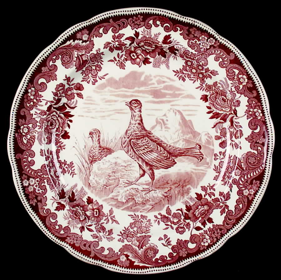 Game Birds-Brown (Floral Border) Dinner Plate by Spode-1