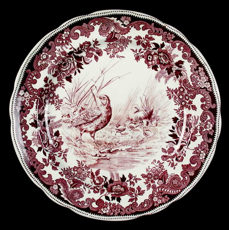 Game Birds-Brown (Floral Border) Dinner Plate by Spode-1