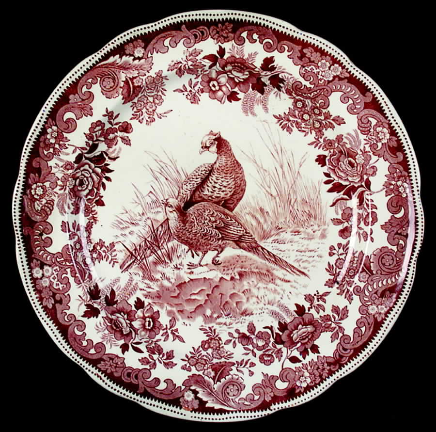 Game Birds-Brown (Floral Border) Dinner Plate by Spode-1