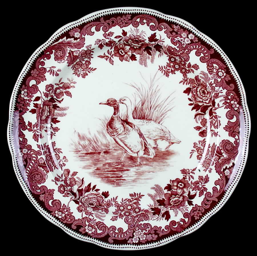 Game Birds-Brown (Floral Border) Dinner Plate by Spode-1