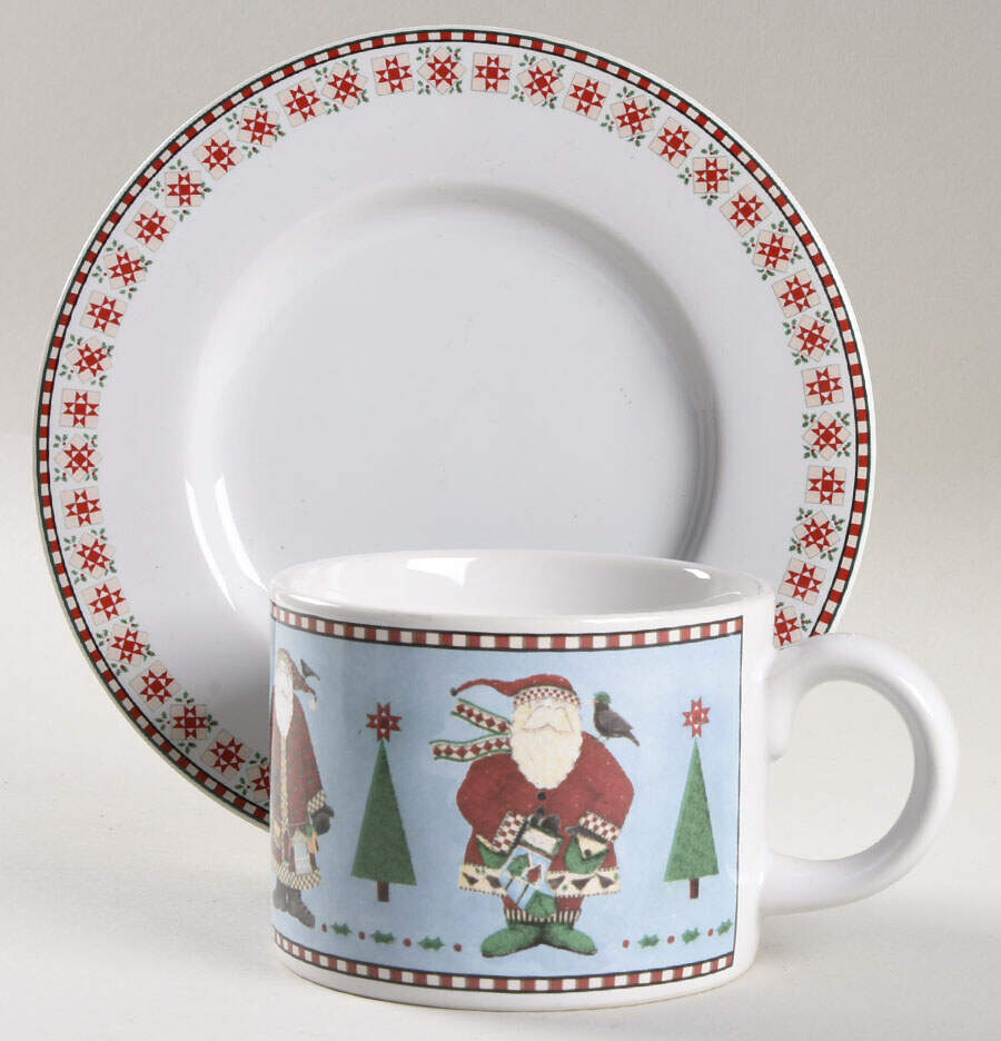 Santas Retweet Flat Cup & Saucer Set by Sakura-1