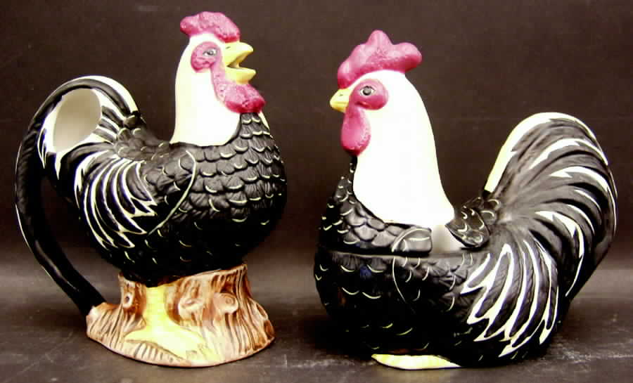 Rooster Figural Creamer & Sugar Set by Sakura-1