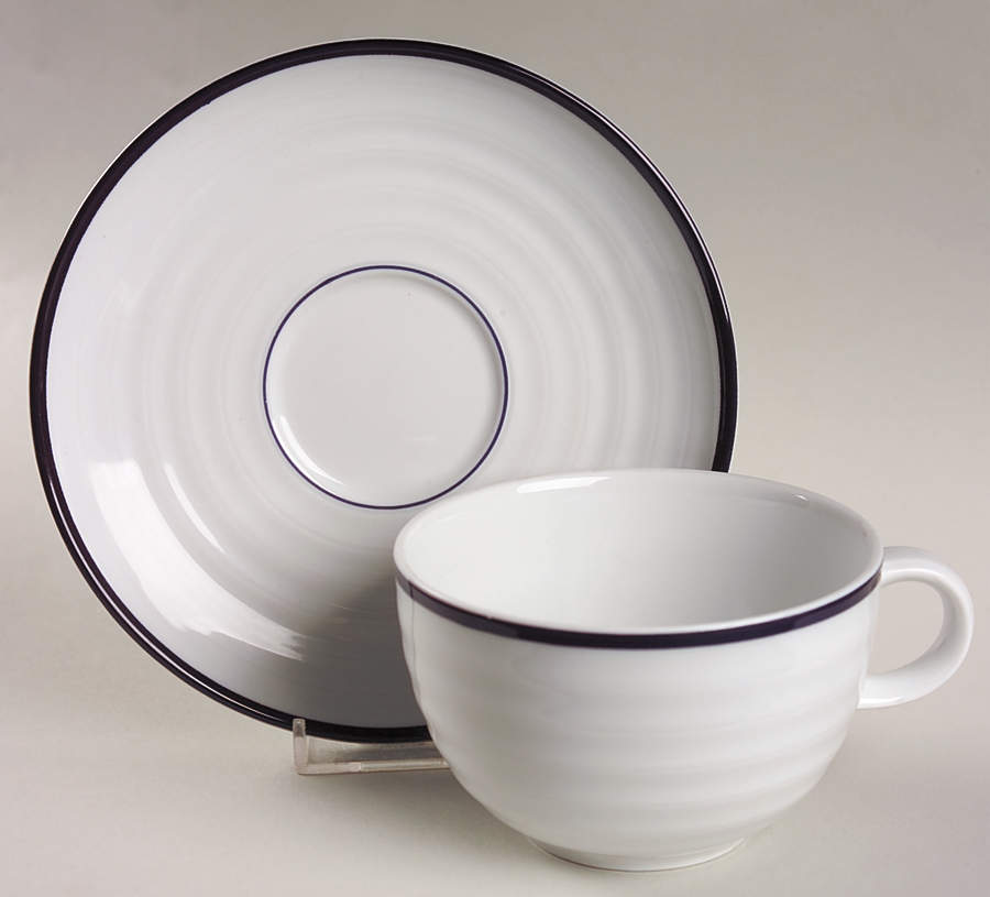 Roulette Blue Flat Cup & Saucer Set by Spal Porcelanas-1