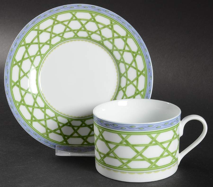 Country Trellis Flat Cup & Saucer Set by Studio Nova-1