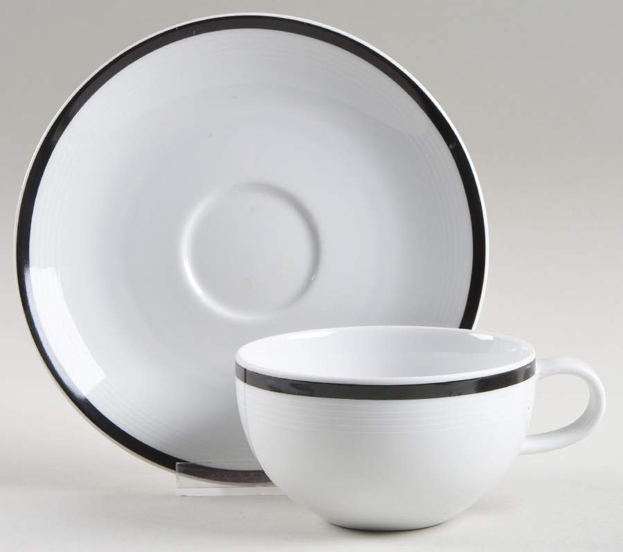 Cafe Classic Black Flat Cup & Saucer Set by Studio Nova-1