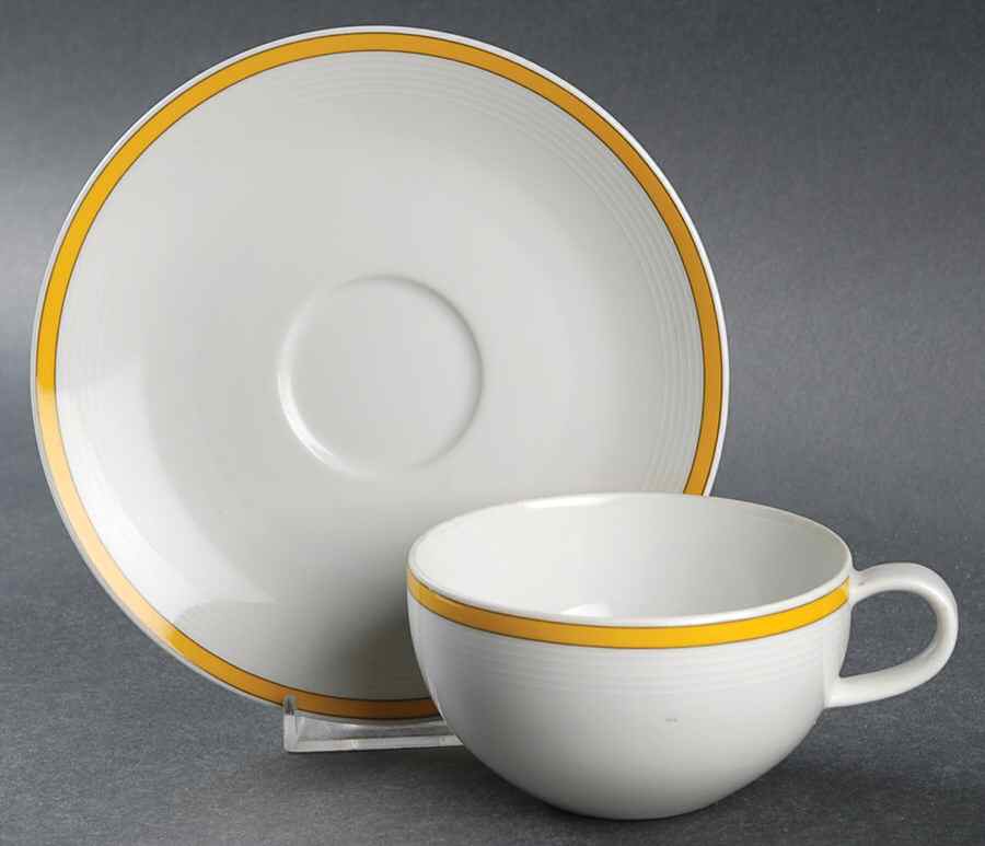 Cafe Classics Yellow Flat Cup & Saucer Set by Studio Nova-1