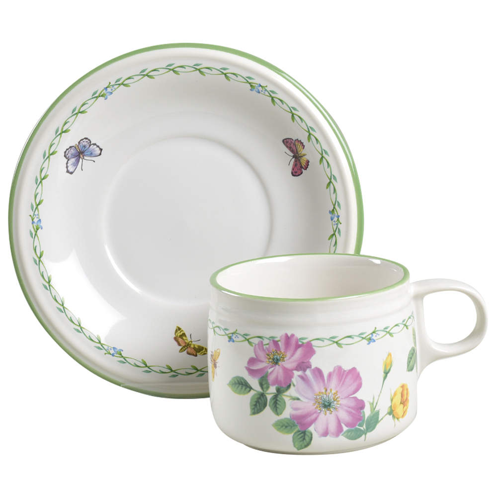 Garden Bloom Flat Cup & Saucer Set by Studio Nova-1
