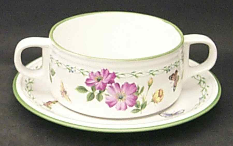Garden Bloom Flat Cream Soup Bowl & Saucer Set by Studio Nova-1