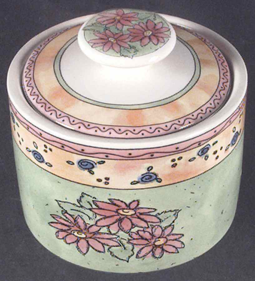 Watercolors Completer Sugar Bowl & Lid by Sango-1