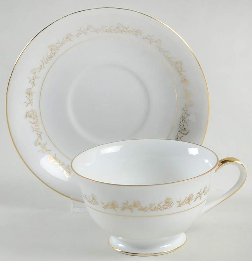 Golden Thistle Footed Cup & Saucer Set by Summit-1