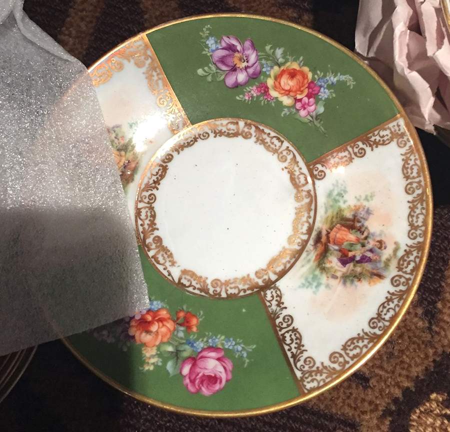 Royal Dresdner Art Green (Panels) Saucer by Schumann - Bavaria-1