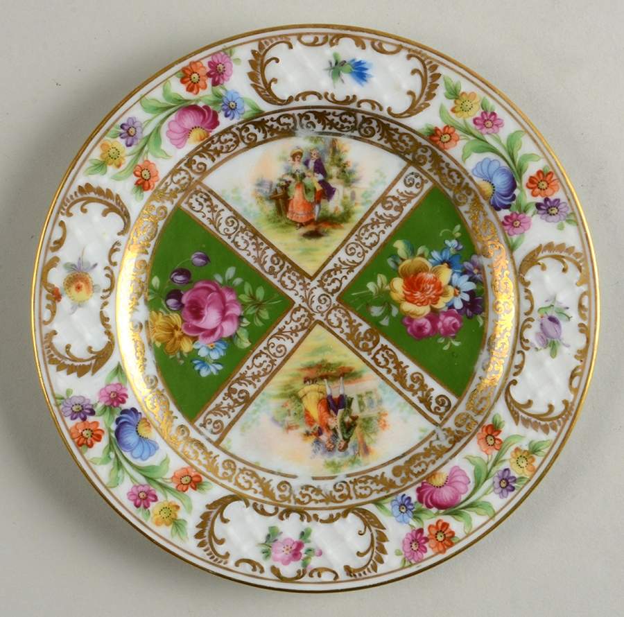 Royal Dresdner Art Green (Panels) Bread & Butter Plate by Schumann - Bavaria-1