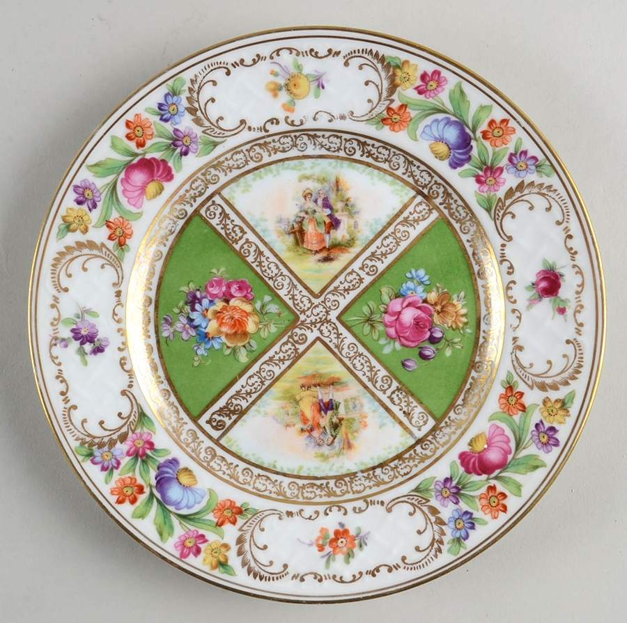 Royal Dresdner Art Green (Panels) Salad Plate by Schumann - Bavaria-1
