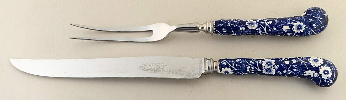 Calico Blue (Crownford Stamp) 2-Piece Carving Set by Staffordshire-1