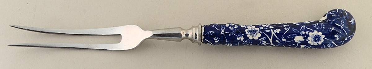 Calico Blue (Crownford Stamp) Carving Fork with Stainless Prongs by Staffordshire-1