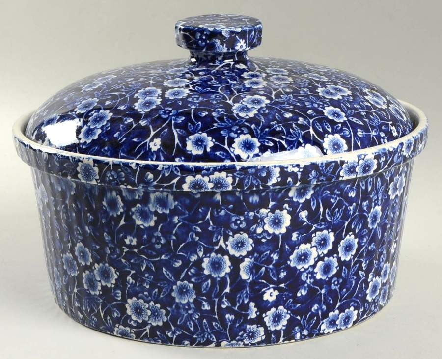Calico Blue (Crownford Stamp) 2.5 Qt Round Covered Casserole by Staffordshire-1