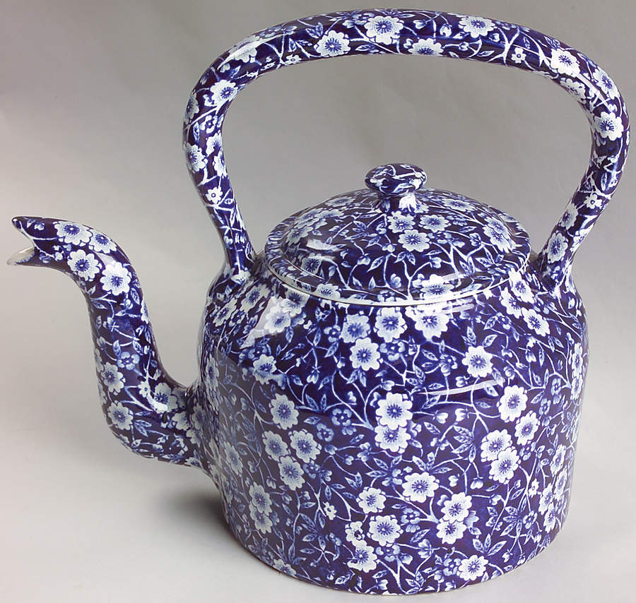 Calico Blue (Crownford Stamp) Kettle & Lid by Staffordshire-1